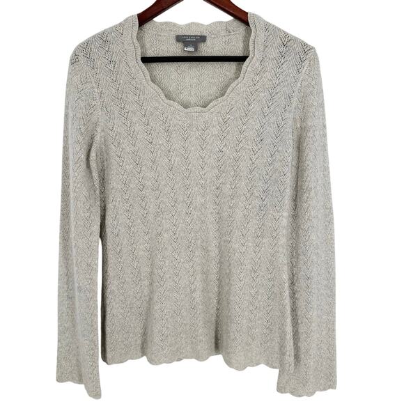 Ann Taylor Medium CASHMERE Sparkly Gray Silver Sweater Shirt Top Christmas - Picture 1 of 8
